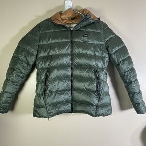 BLAUER USA Down Coat Jacket Women's XL Green Puffer Hooded